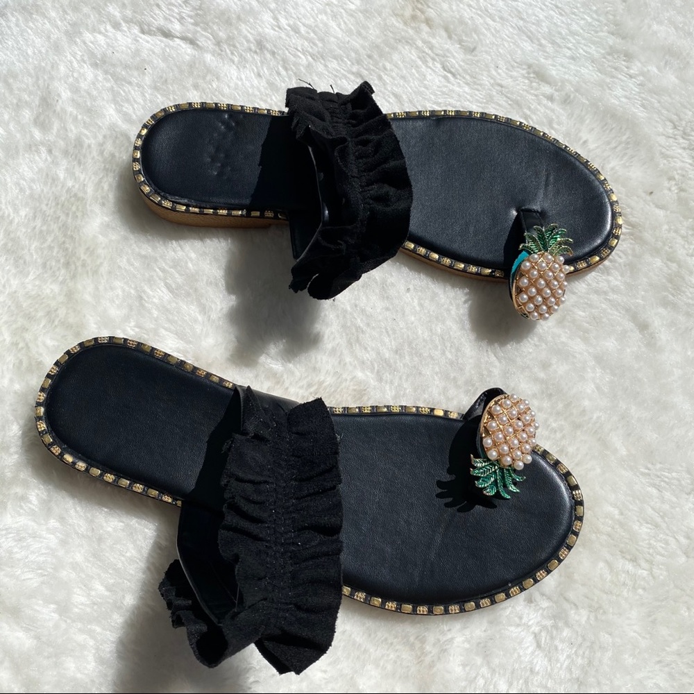 Pearl pineapple black ruffle sandals - Picture 5 of 6